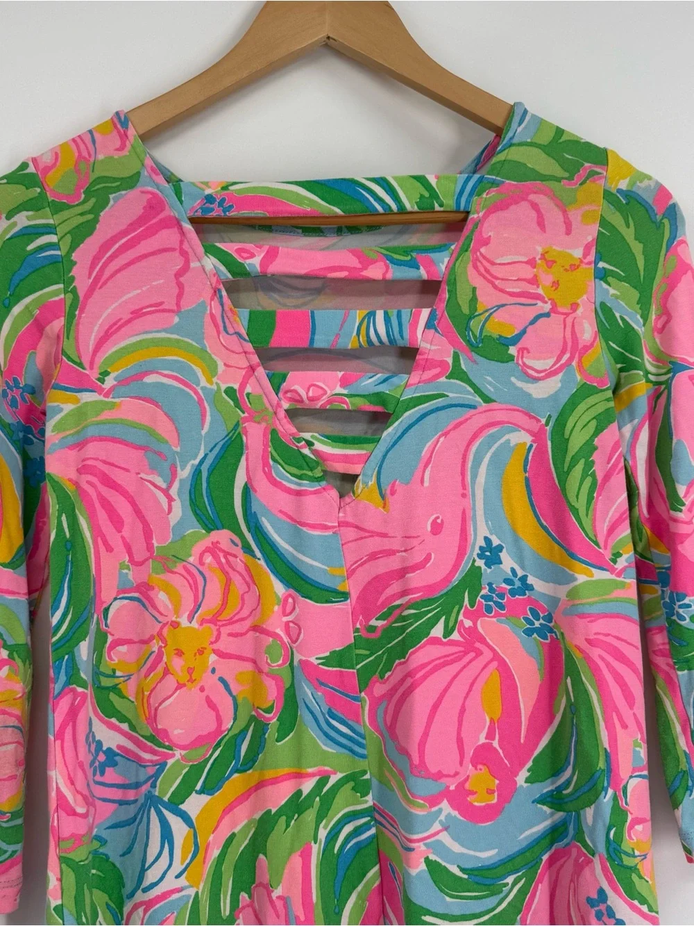 Lilly Pulitzer Ophelia Swing Dress Pink Green Size XXS Strappy Back Mini